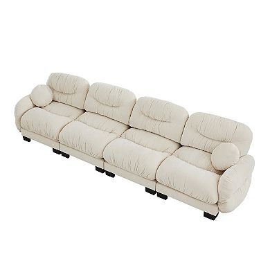 Trikiousd 4 Seater Modular Sofa Straight Row Sectional Sofa with Pillows