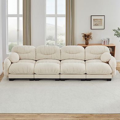 Trikiousd 4 Seater Modular Sofa Straight Row Sectional Sofa with Pillows
