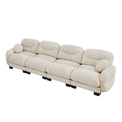 Trikiousd 4 Seater Modular Sofa Straight Row Sectional Sofa with Pillows