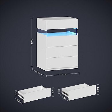Trikiousd 4 Drawers Nightstand Bedside Table with LED Lights