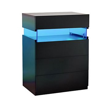 Trikiousd 4 Drawers Nightstand Bedside Table with LED Lights