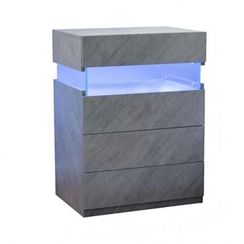 Trikiousd 4 Drawers Nightstand Bedside Table with LED Lights