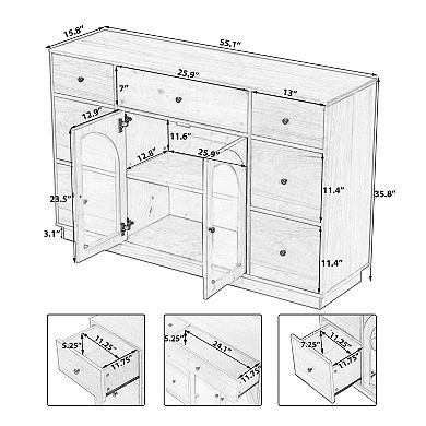 Trikiousd 7 Drawers Sideboard Buffet Cabinet Storage Cabinet