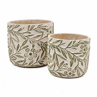 Trikiousd 2 pc Carved Planters Indoor Outdoor Sand Cement Planter