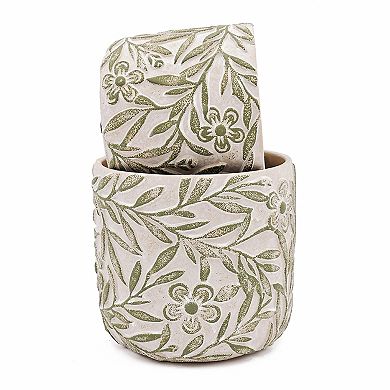 Trikiousd 2-Piece Carved Planters Indoor Outdoor Sand Cement Planter