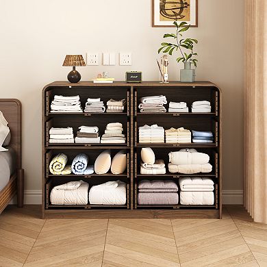 Trikiousd 8 Drawer Rattan Dresser Storage Cabinet