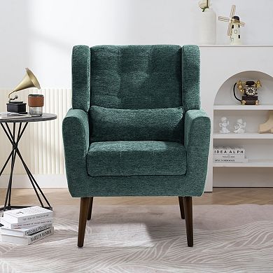 Trikiousd Modern Upholstered Accent Chair with Pillow, Comfy Lounge Armchair