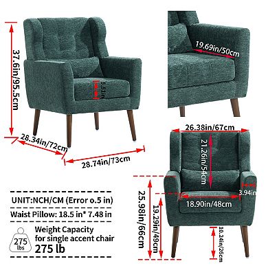 Trikiousd Modern Upholstered Accent Chair with Pillow, Comfy Lounge Armchair