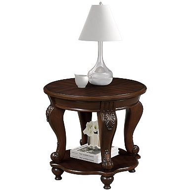 Trikiousd 22'' Round Solid Wood End Table with Shelf