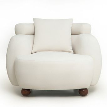 Trikiousd Chenille Bucket Chair Lazy Accent Chair with Pillow