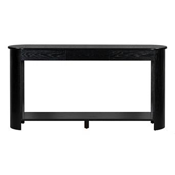 Trikiousd 59.8'' Oak Veneer Console Table with 3 Drawers and Shelf Semi-Circular Entryway Table
