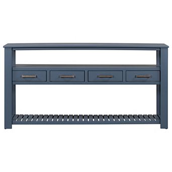 Trikiousd 61.5'' Entryway Console Table with 4 Drawers and 3 tier Open Shelves