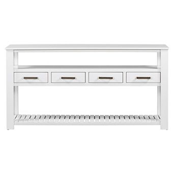 Trikiousd 61.5'' Entryway Console Table with 4 Drawers and 3 tier Open Shelves