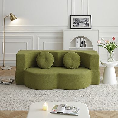 Trikiousd 2-in-1 Loveseat Sleeper with Pillow Convertible Folding Sofa