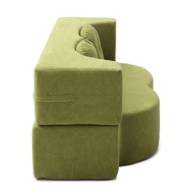 Trikiousd 2-in-1 Loveseat Sleeper with Pillow Convertible Folding Sofa