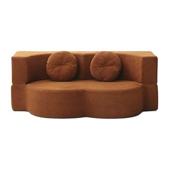 Trikiousd 2-in-1 Loveseat Sleeper with Pillow Convertible Folding Sofa