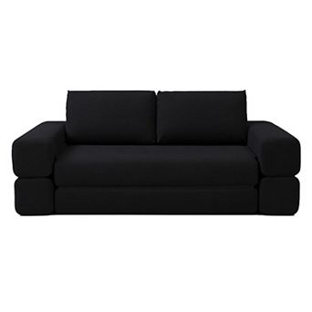 Trikiousd 81" 3-in-1 Folding Floor Loveseat, Convertible Sofa Bed with Pillows