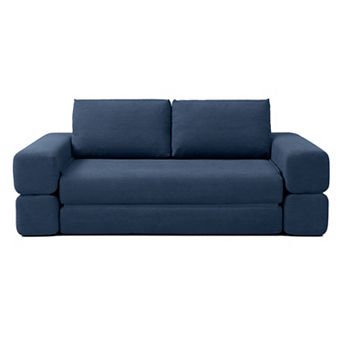Trikiousd 81" 3-in-1 Folding Floor Loveseat, Convertible Sofa Bed with Pillows