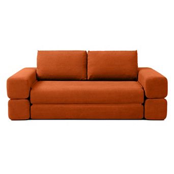 Trikiousd 81" 3-in-1 Folding Floor Loveseat, Convertible Sofa Bed with Pillows