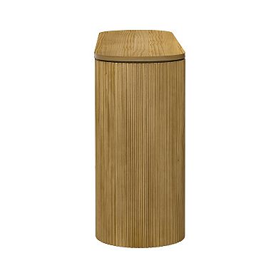 Trikiousd 59" Curved Console Table with Vertical Stripe Base