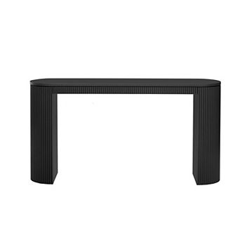 Trikiousd 59" Curved Console Table with Vertical Stripe Base