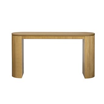 Trikiousd 59" Curved Console Table with Vertical Stripe Base