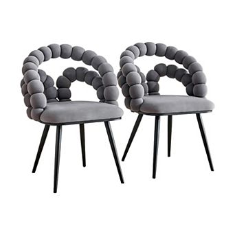 Trikiousd Set of 2 Velvet Bubble Dining Chairs with Curved Backrest and Metal Legs