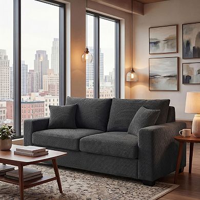 Trikiousd 69" Upholstered Loveseat Sofa with Throw Pillows