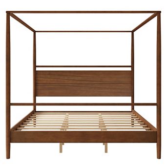Pnronnc Bed Solid Wood Canopy Bed Frame Four Posters Bed Platform Bed, No Box Spring Needed