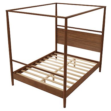 Pnronnc Bed Solid Wood Canopy Bed Frame Four Posters Bed Platform Bed, No Box Spring Needed