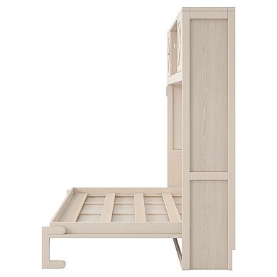 Pnronnc Wall Cabinets Bed Murphy Bed Full Size Folding Daybed with Top Storage Cabinets