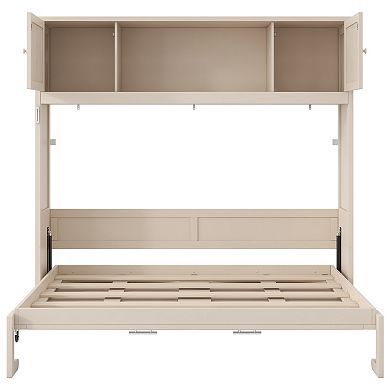 Pnronnc Wall Cabinets Bed Murphy Bed Full Size Folding Daybed with Top Storage Cabinets