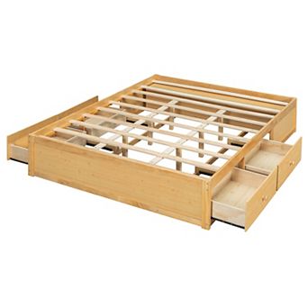 Pnronnc Open Bed Frame Queen Size Platform Bed with 4 Drawers and Hydraulic Lift Footboard Storage