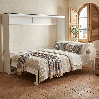 Pnronnc Folding Murphy Daybed Queen Size Cube Wall Cabinet Bed with USB