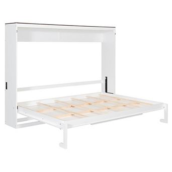 Pnronnc Folding Murphy Daybed Queen Size Cube Wall Cabinet Bed with USB