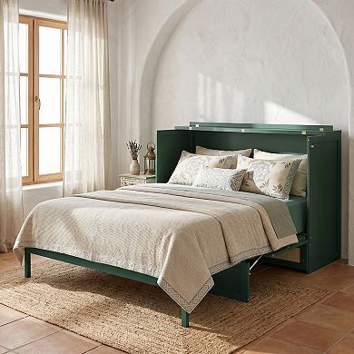 Pnronnc Folding Murphy Bed Convertible Wall Cabinet Bed with Large Drawers Platform Bed