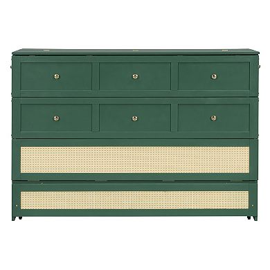 Pnronnc Folding Murphy Bed Convertible Wall Cabinet Bed with Large Drawers Platform Bed