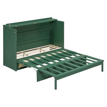 Pnronnc Folding Murphy Bed Convertible Wall Cabinet Bed with Large Drawers Platform Bed