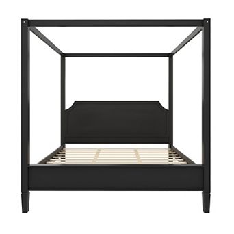 Pnronnc Platform Bed Wooden Frame Canopy Bed Wingback Bed 4 Poster Bed with Headboard & Support Legs