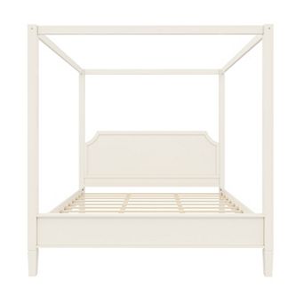 Pnronnc Platform Bed Wooden Frame Canopy Bed Wingback Bed 4 Poster Bed with Headboard & Support Legs