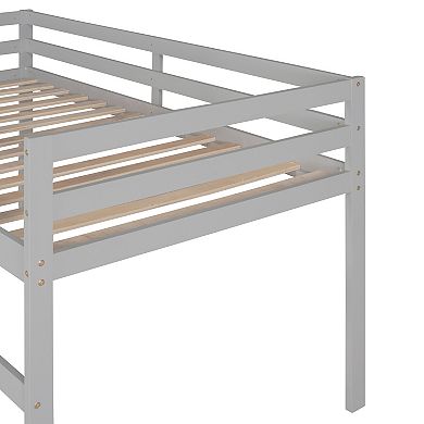 Pnronnc Classic Loft Bed Twin Size Low Loft Bed with Underbed Storage Space and Slide for Kids