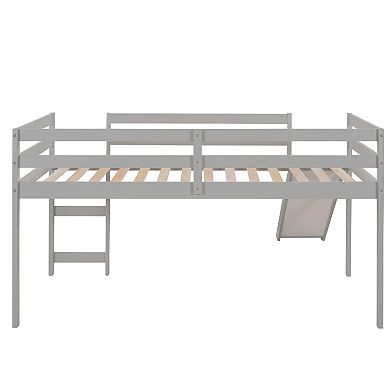 Pnronnc Classic Loft Bed Twin Size Low Loft Bed with Underbed Storage Space and Slide for Kids