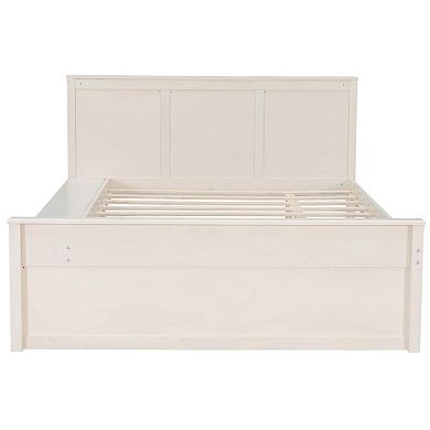 Pnronnc Wooden Storage Frame Bed Modern Platform Bed with Pull Out Bookcase Trundle Bed