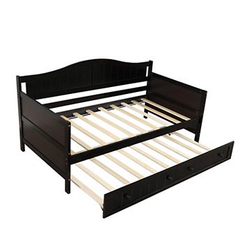 Pnronnc Twin Size Daybed Wooden Frame Sofa Bed with Trundle Bed or Drawer