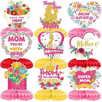 9 pc Floral & Heart Honeycomb Decor