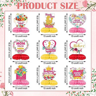 9 Pcs Floral & Heart Honeycomb Decor