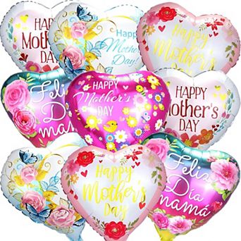 9 pc Heart Foil Balloons for Mother's Day