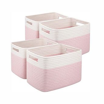 Cotton Rope Storage Baskets Set of 4 Handles