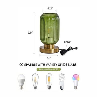 Dimmable Ribbed Glass Table Lamp