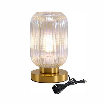 Dimmable Ribbed Glass Table Lamp